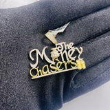 Real 10KT Gold with 0.38 CTW Diamond “The Money Chasers$” Charm