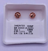 Genuine 10KT Rose Gold 0.3 CTW Diamond Earrings