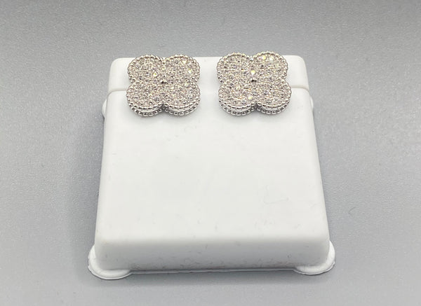 925 Sterling Silver Flower Earrings with Cubic Zirconia