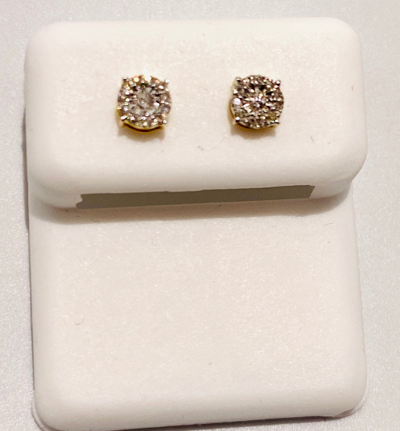 Genuine 10KT Gold 0.12 CTW Diamond Earrings