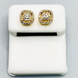 Genuine 10KT Gold 0.21 CTW square Diamond Earrings