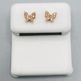 Genuine 10KT Rose Gold 0.010 CTW Butterfly Diamond Earrings