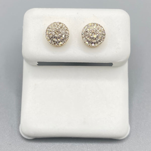 Genuine 10KT Gold & 0.28 CTW Circle Diamond Earrings