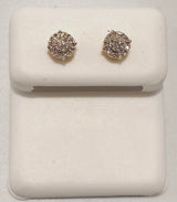 Genuine 10KT Gold 0.08 CTW Small round  Diamond Earrings