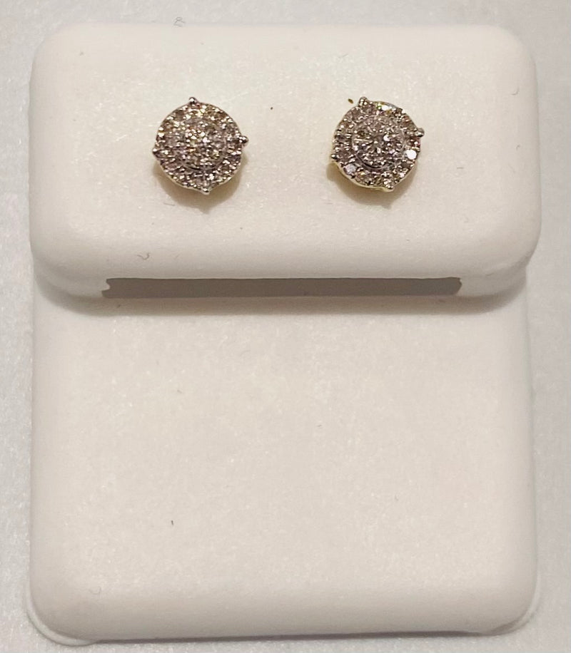 Genuine 10KT Gold 0.08 CTW Small round  Diamond Earrings