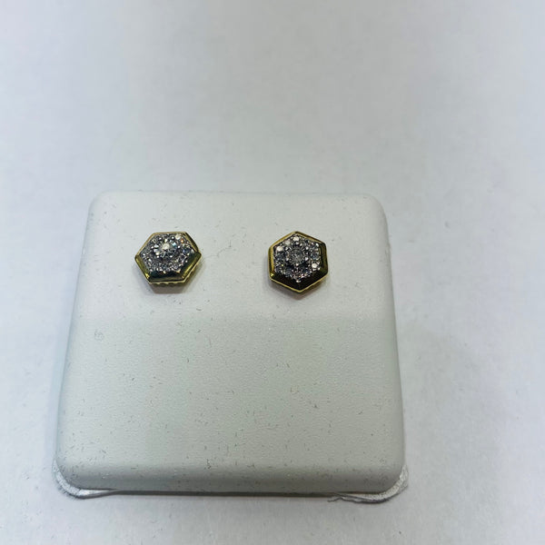 Real 10KT Gold & 0.13CTW Diamond Earrings