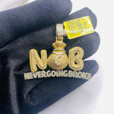 Real 10KT Gold with 1.49 CTW Diamond “NOB - Never Going Broke” Charm