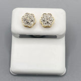 Genuine 10KT Gold & 0.18 CTW Flower Diamond Earrings