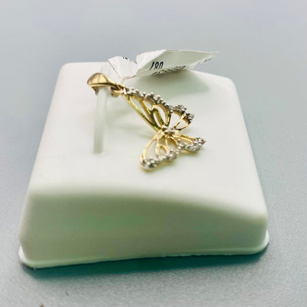 Real 10KT Gold with 0.5 CTW Diamond Butterfly shaped Charm