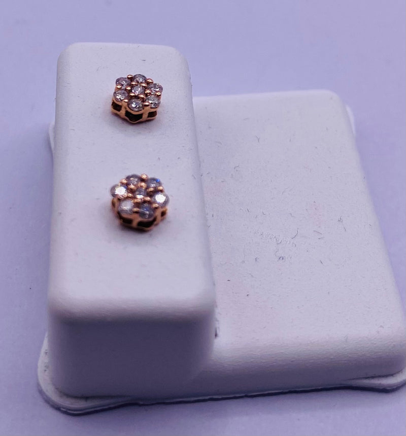 Genuine 14KT Rose Gold 0.3 CTW Diamond Earrings