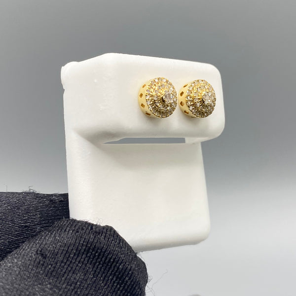 Genuine 10KT Gold & 0.23 CTW Circle Diamond Earrings