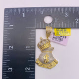 Real 10KT Gold with 0.75 CTW Diamond “Crown with money bag $” Charm