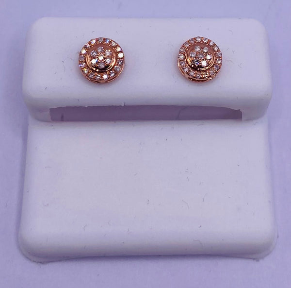 Genuine 10KT Rose Gold  0.15 CTW  Diamond Earrings