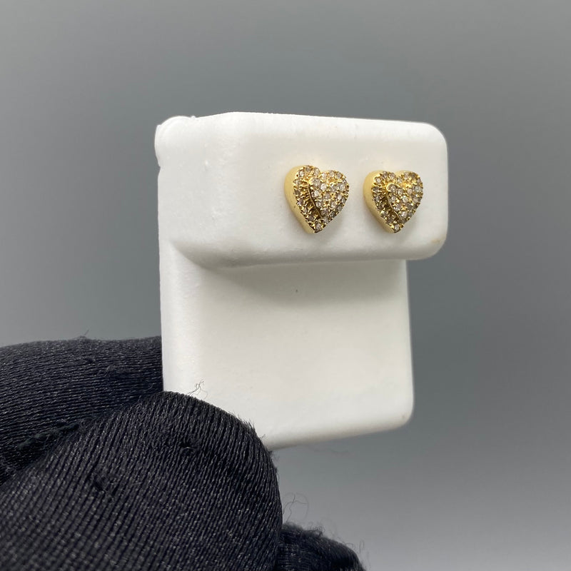 Genuine 10KT Gold & 0.20 CTW Heart Diamond Earrings