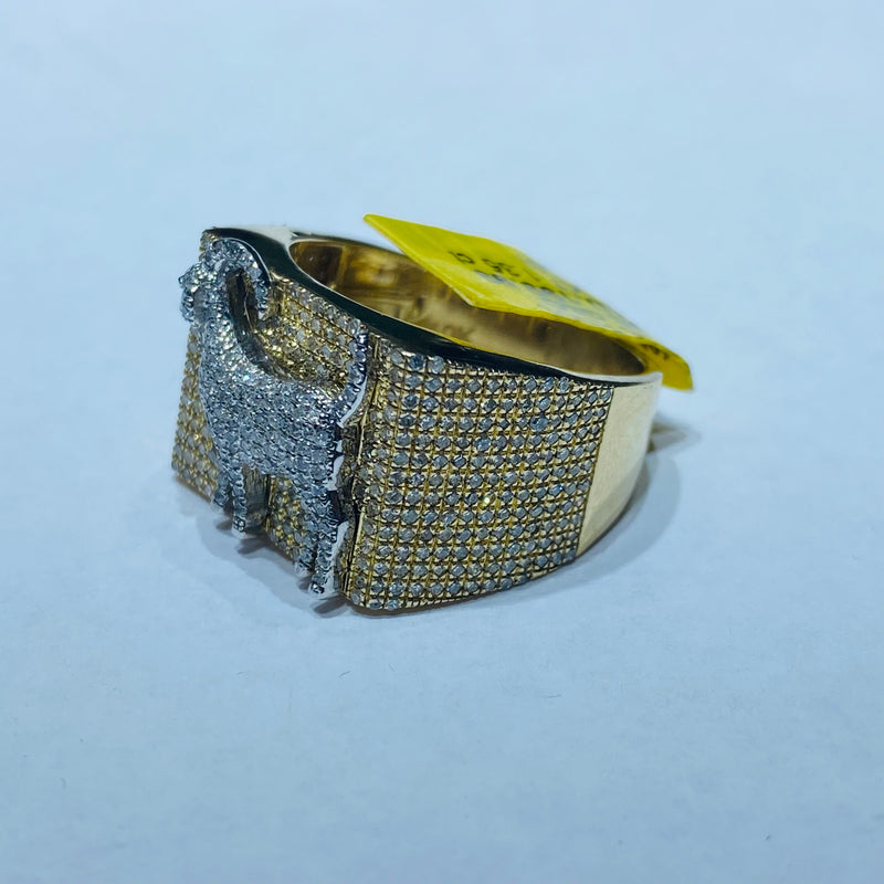 Real 10KT Gold & 1.35CTW Diamond GOAT Men Ring