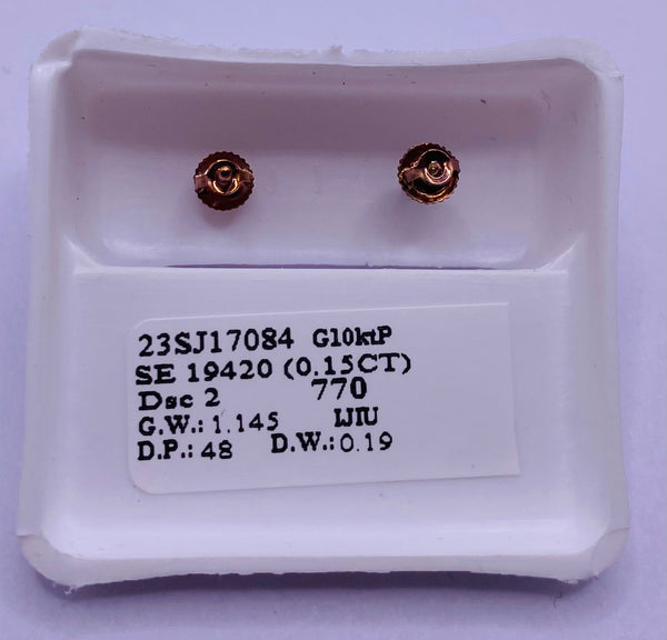 Genuine 10KT Rose Gold  0.15 CTW  Diamond Earrings