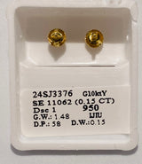 Genuine 10KT Gold 0.15 CTW square Diamond Earrings