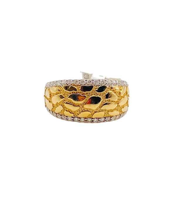 Real Gold and 0.8CTW Diamond Men’sNugget Band Ring.