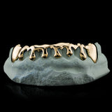 10K Gold Grillz Drip Design - Custom 2 Top Teeth (Covering total 4 teeth)