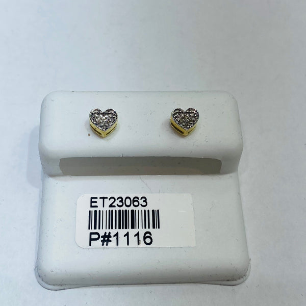 Real 10KT Gold &0.03CTW Diamond Earrings