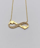 Real 10KT Gold Chain & ‘Infinite Love’ Charm with Cubic Zirconia Stones