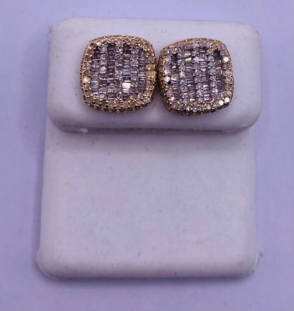 Genuine 10KT Gold 1.11CTW Diamond Earrings