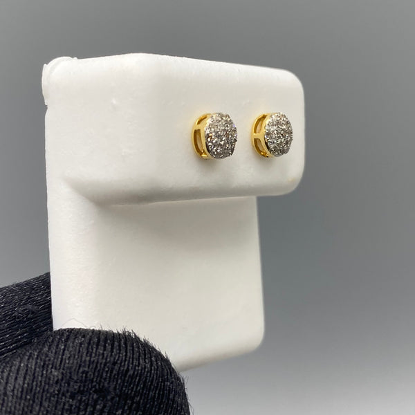 Genuine 10KT Gold & 0.15 CTW Circle Diamond Earrings