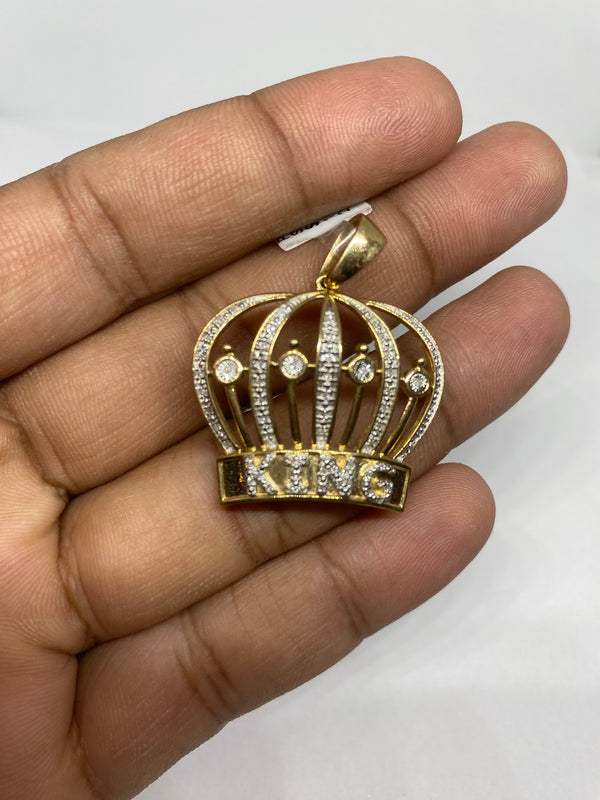 Real 10KT Gold & 0.42CTW Diamond’KING Crown’ Charm