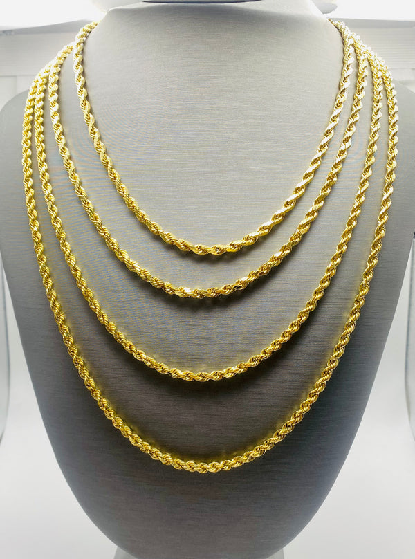 Real 10K Gold 4mmModern Style Rope Chain