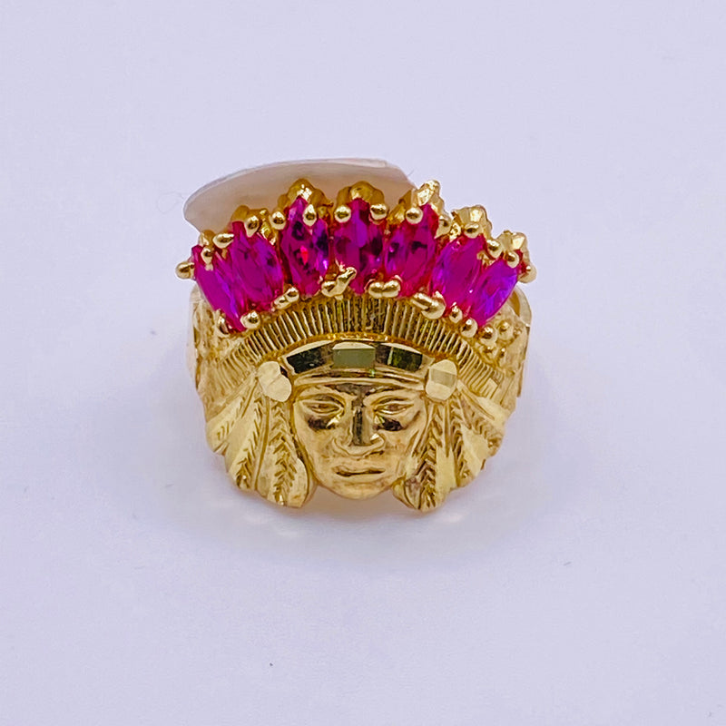 Real 10kt Gold Native American Chief Men’s Gold Ring