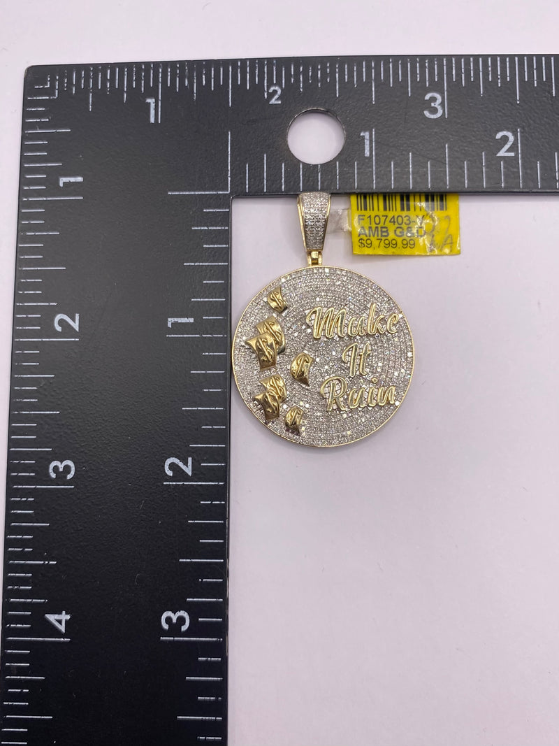 Real 10KT Gold with 1.21 CTW Diamond “MAKE IT RAIN” Charm