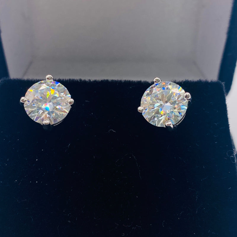 Real 925 Sterling Silver Moissanite 4  CTW Solitary Earrings