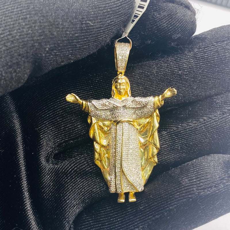 Real 10KT Gold with 0.55 CTW Diamond “Jesus” Charm