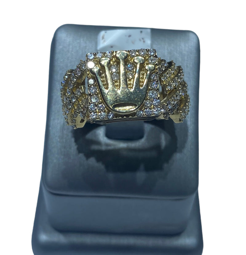 Real 10KT Gold & 1.55CTW Diamond CROWN Men Ring