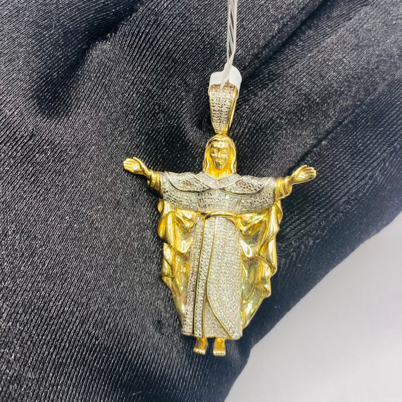 Real 10KT Gold with 0.55 CTW Diamond “Jesus” Charm