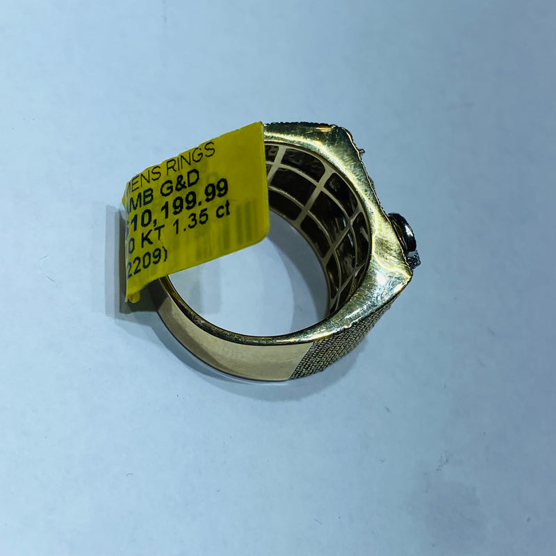 Real 10KT Gold & 1.35CTW Diamond GOAT Men Ring