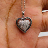 925 Sterling Silver & 0.2CTW Diamond Beautiful Heart Charm