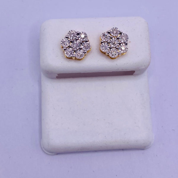 Genuine 10KT Gold 0.18 CTW Round Diamond Earrings