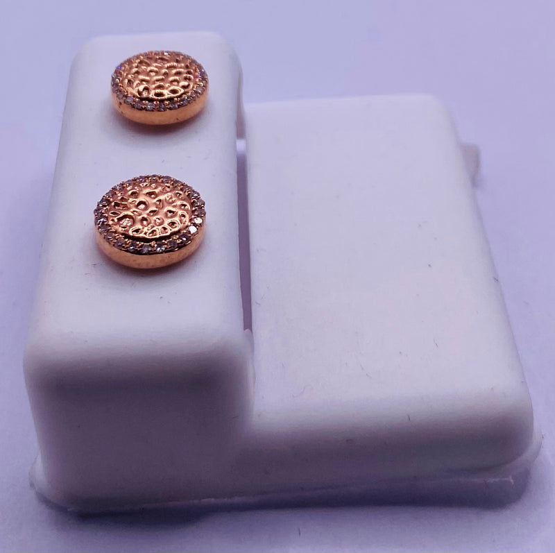 Genuine 10KT Rose Gold  0.11CTW Diamond Earrings