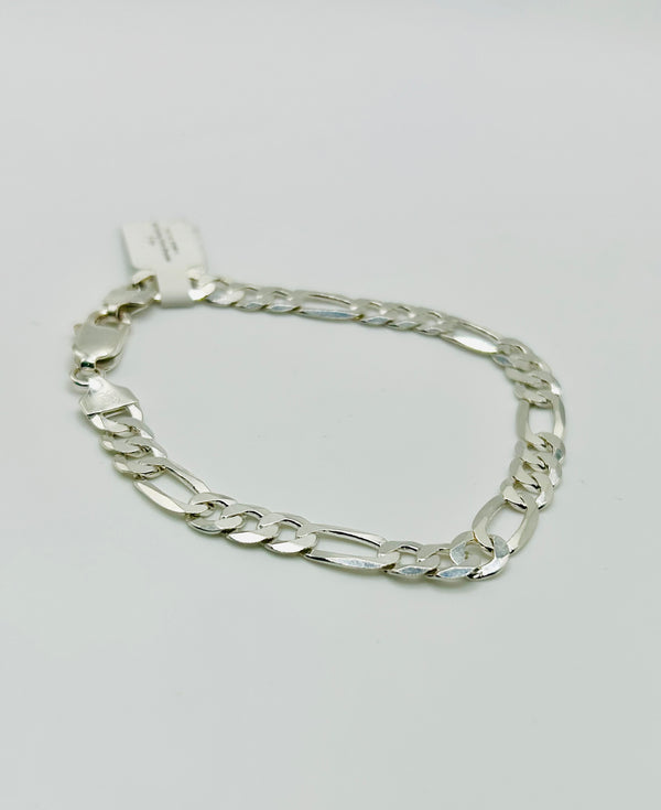 Real 925 Sterling Silver Figaro Bracelet