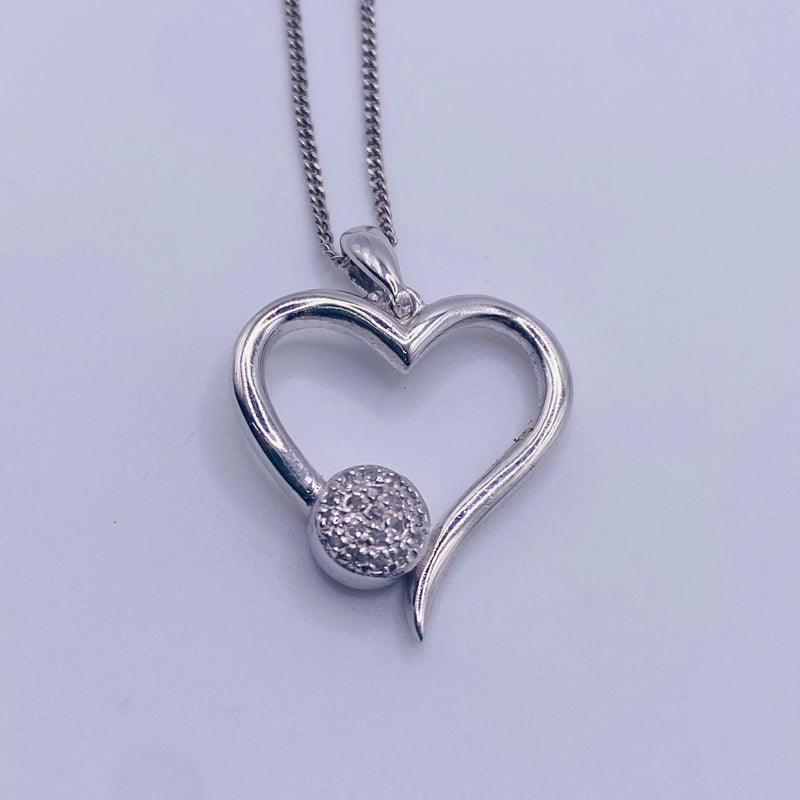 925 Sterling Silver & 0.15CTW Diamond Charm with Heart