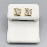 Genuine 10KT Gold & 0.31 CTW Square Diamond Earrings