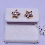 Genuine 10KT Gold 0.10 CTW Star shaped Diamond Earrings