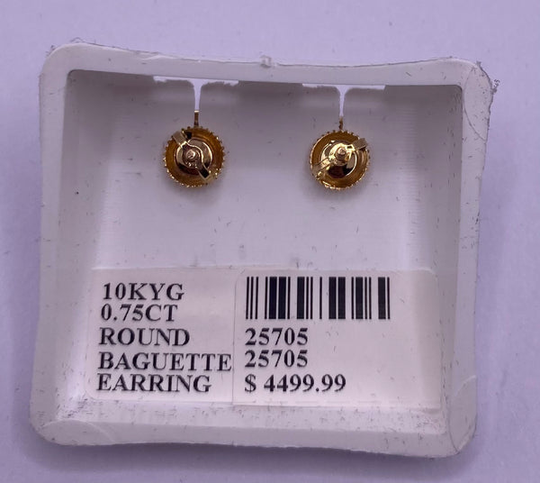 Genuine 10KT Gold 0.75 CTW Diamond Earrings