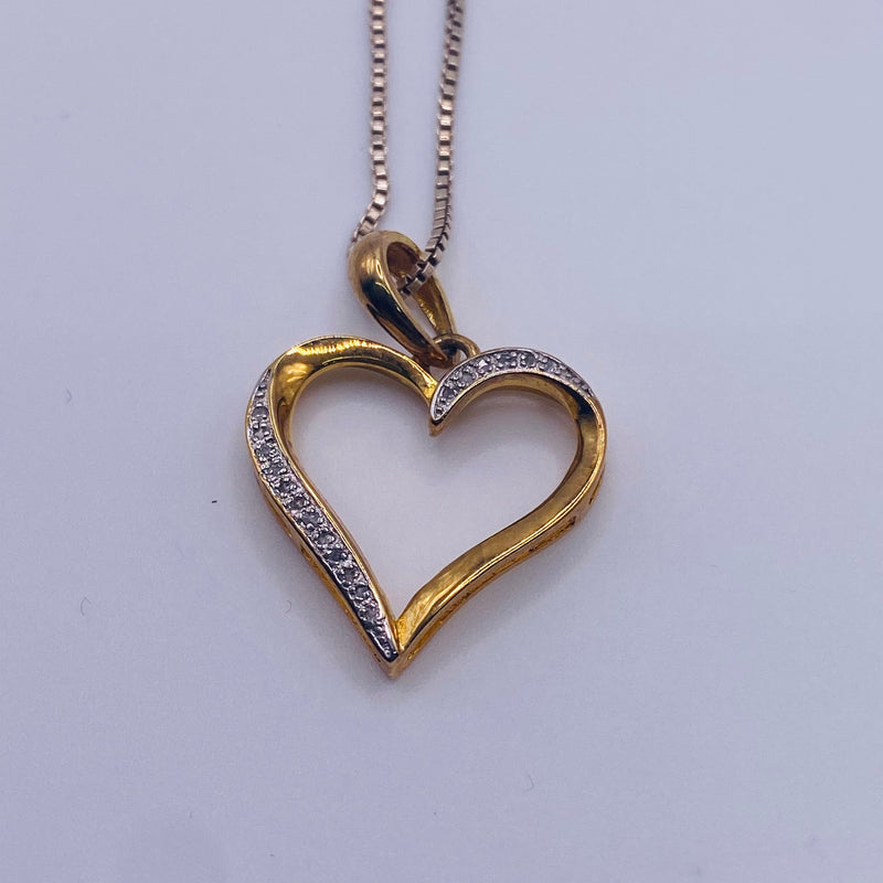 925 Sterling Yellow Silver and 0.41CTW Diamond Heart Charm