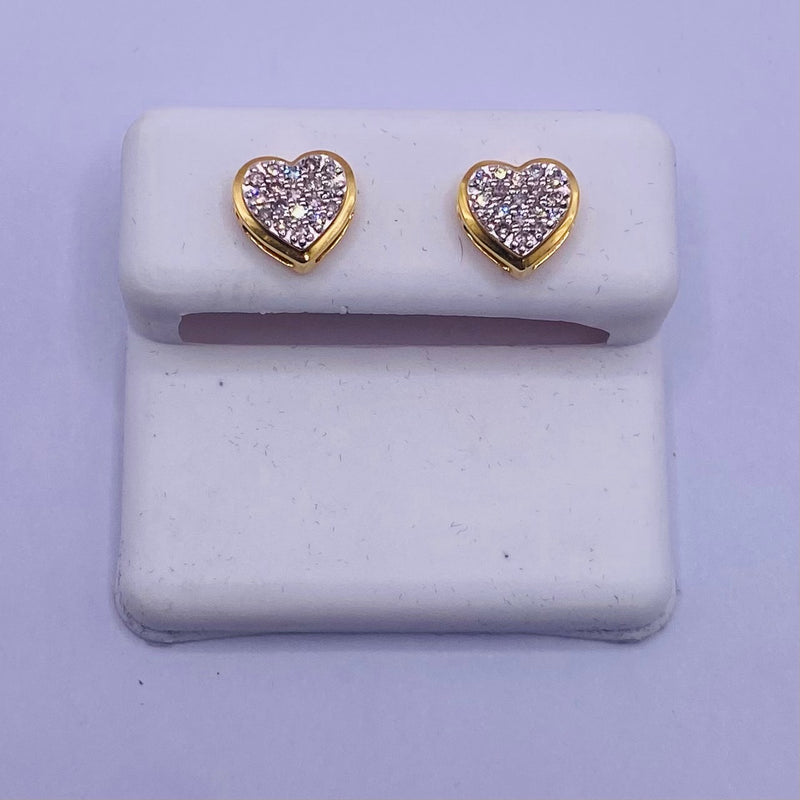 Genuine 10KT Gold 0.27 CTW Heart shaped Diamond Earrings