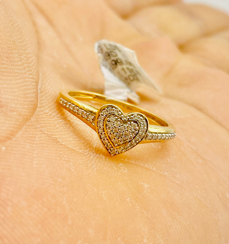 Real 10KT Gold & 0.15CTW Diamond HEART Ladies Ring