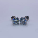 Real 925 Sterling Silver Moissanite 4  CTW Solitary Earrings