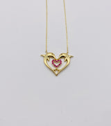 Real 10KT Gold Chain & ‘Dolphin Heart’ Charm with Cubic Zirconia Stones