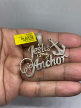 10 KT Beautiful Yellow Gold ￼‘Jesus is my Anchor’ Charm with 1.14 CTW Diamonds